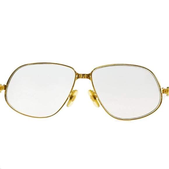CARTIER Logo Trinity Reading Glasses Eye Wear Metal Plastic Gold France - Picture 3 of 14